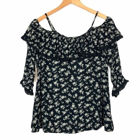 Ralph Lauren Denim Supply Floral Top Small Black - Picture 2 of 10